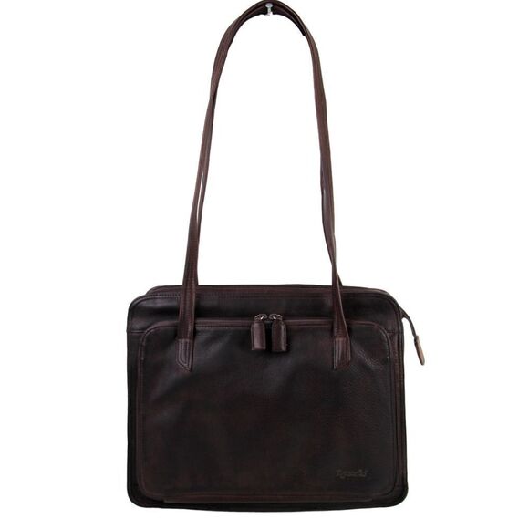 TIGNANELLO BROWN GENUINE LEATHER SHOULDER BAG BUSINESS TOTE HANDBAG HOBO PURSE - Picture 1 of 9
